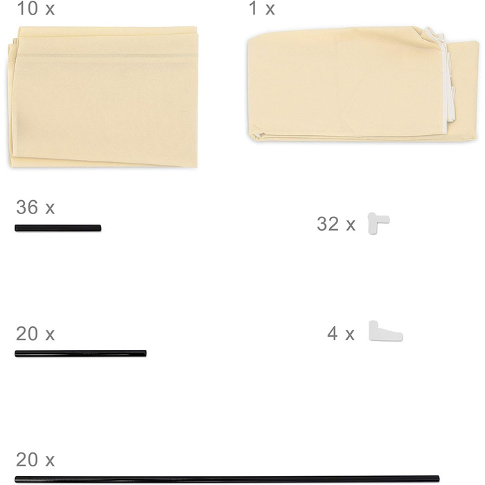 Relaxdays Schuhschrank VALENTIN 161x88x30cm, Stoffbezug, 10 Ablagen, staubfreie Lagerung, 45 Paar Schuhe, beige