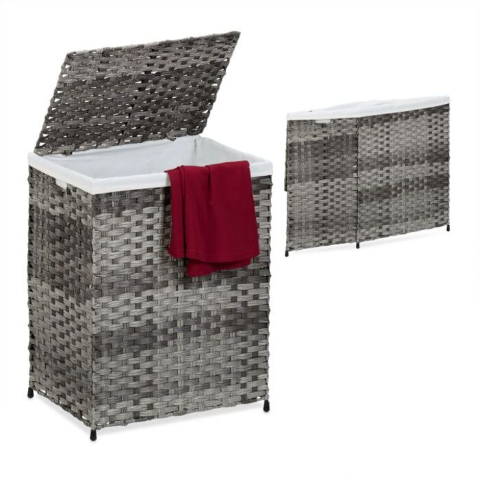 Relaxdays Wäschekorb Rattan-Optik 90 L