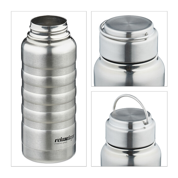 Relaxdays Trinkflasche Edelstahl 400 ml