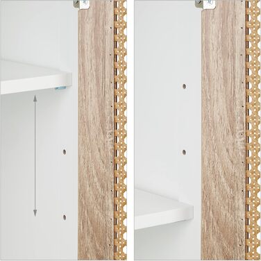 Relaxdays Badezimmerschrank, 3 Fächer, 96,5x30x30 cm, schmal, Rattan-Tür, weiß/Natur
