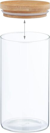 Relaxdays Vorratsgläser, 4er Set, 1000ml, luftdicht, transparent/natur