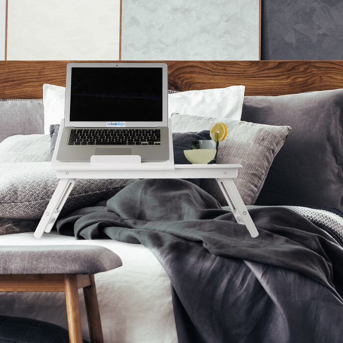 Relaxdays Bambus Laptoptisch weiß