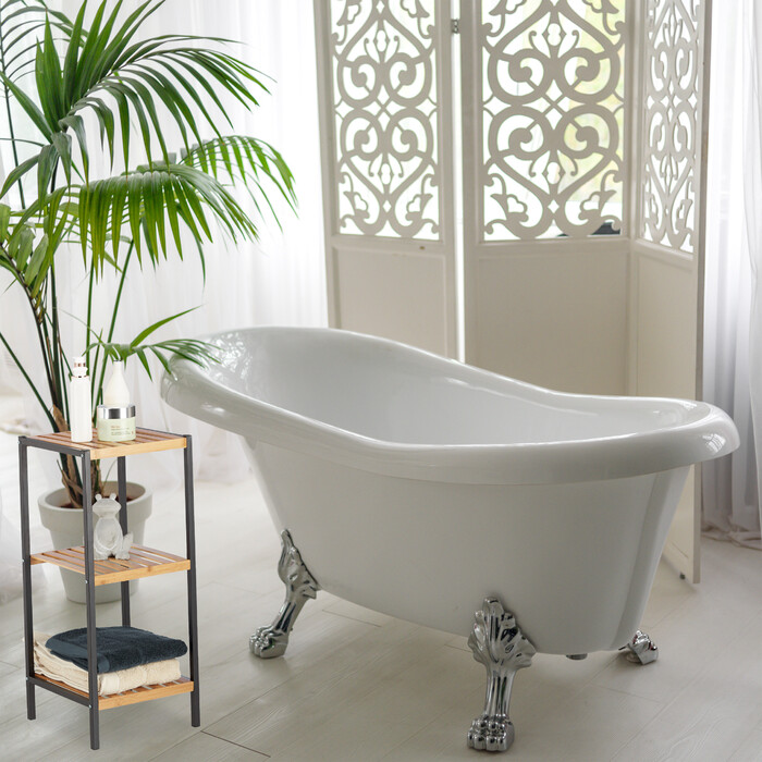 Relaxdays Quadratisches Regal Bambus und Stahl