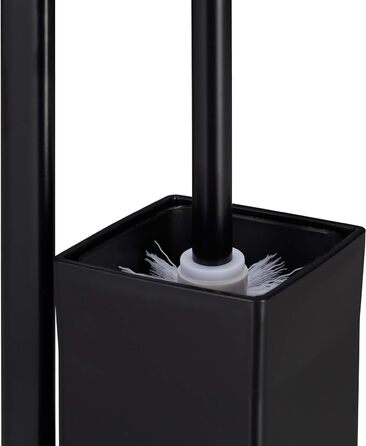 Relaxdays WC Garnitur mit Toilettenpapierhalter, stehend, für Bad, HBT: 72 x 25 x 20 cm, Stand Klobürstenhalter, schwarz