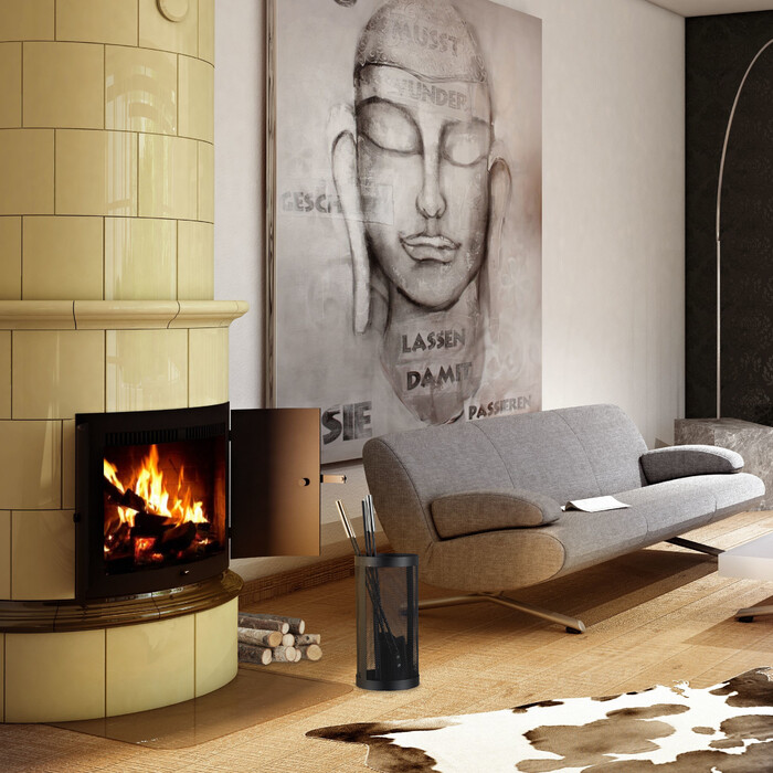 Relaxdays Kaminbesteck 5-teilig im Eimer