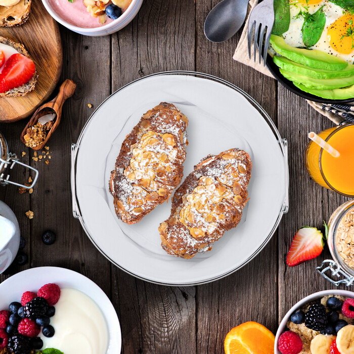 Relaxdays Runder Brotkorb Metall mit Stoffeinsatz