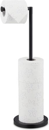 Relaxdays Toilettenpapierhalter, Aufbewahrung von 4 Ersatzrollen, stehender Klopapierhalter, 57x21,5x16,5 cm, schwarz