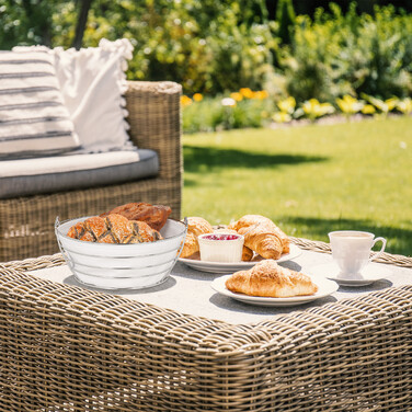 Relaxdays Runder Brotkorb Metall mit Stoffeinsatz