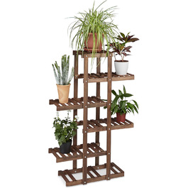 Relaxdays Blumenregal aus Holz, 5 Ebenen, ca. 125 x 81 x 25 cm, Dunkelbraun