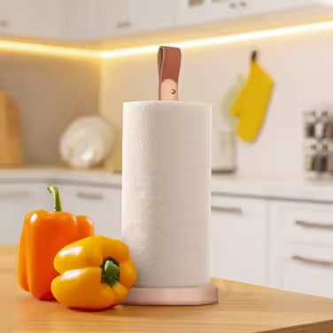 Relaxdays Eckiger Küchenrollenhalter aus Holz
