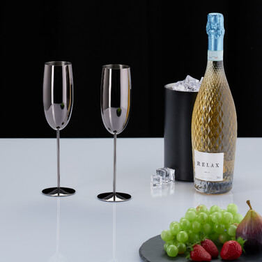 Relaxdays Sektgläser Edelstahl 4er Set