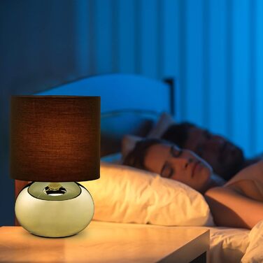 Relaxdays Touch-Nachttischlampe, dimmbar, 3 Stufen, E14, 28x18 cm, Gold