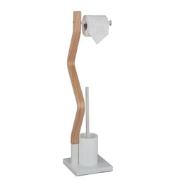 Relaxdays WC Garnitur Stahl & Holzoptik