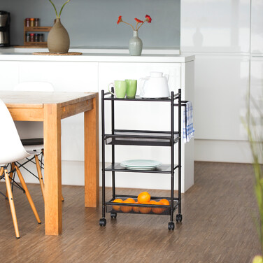 Relaxdays Rollregal schmal mit 4 Ablagen