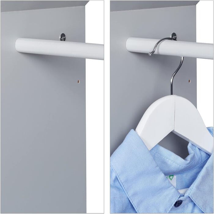 Relaxdays Kinder Kleiderständer, Kleiderstange Kinderzimmer, mit Ablage, HBT: 117x48x30 cm, Kindergarderobe, grau/weiß