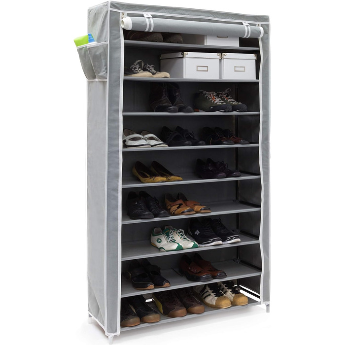 Relaxdays Schuhschrank Valentin, 9 Ablagen, HBT 161 x 88 x 30 cm, anthrazit