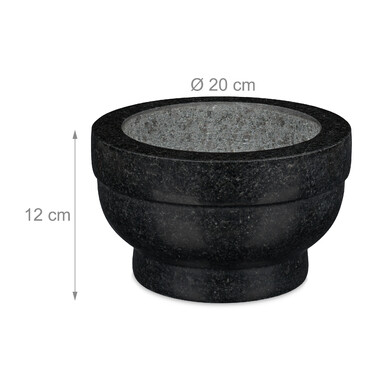 Relaxdays Granit Mörser mit Stößel 20 cm