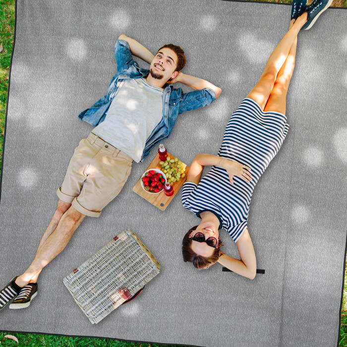 Relaxdays Graue Picknickdecke Fleece