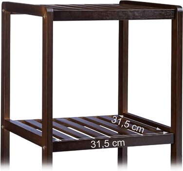 Relaxdays 3 TLG Badregal Set Bambus, Holzregal, Standregal, Bambusregal, Küchenregal, Bücherregal, 3, 4 und 5 Ablagen, Dunkelbraun 139,5 x 34,5 x 33 cm