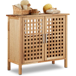 Relaxdays Waschbeckenunterschrank Walnuss 61x66x29 cm, robust, helles Holz, natur, Single