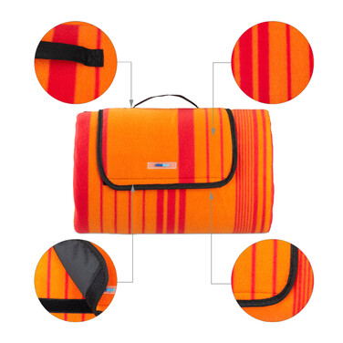 Relaxdays Picknickdecke 200x200cm orange gestreift