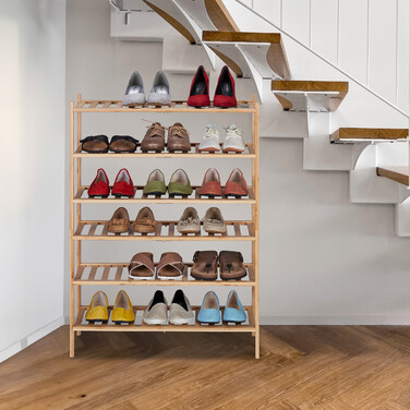 Relaxdays Bambus Schuhregal 3 Etagen stapelbar