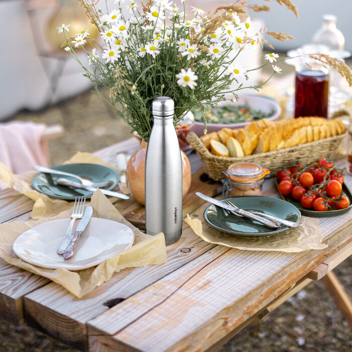 Relaxdays Trinkflasche Edelstahl 500 ml