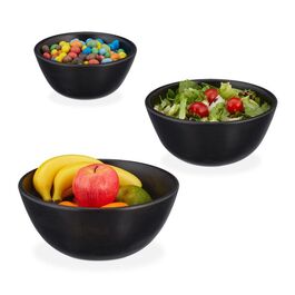 Relaxdays Salatschüssel 3er Set schwarz