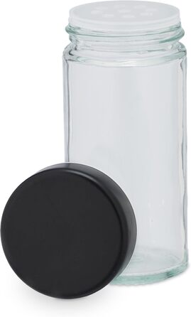 Relaxdays Gewürzkarussell, 16 Gläser, 360° drehbar, Edelstahl & Glas, 27,5x20x20 cm, schwarz