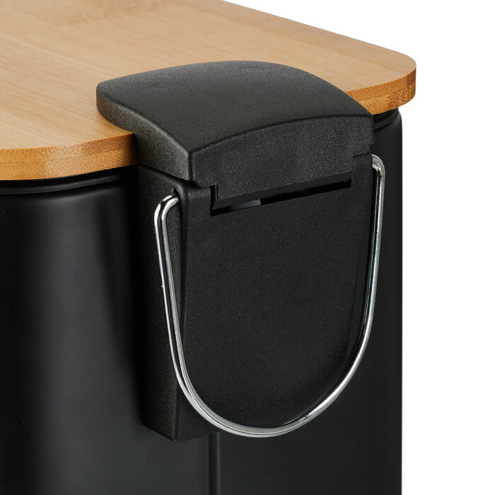 Relaxdays Bad Mülleimer 5 l mit Bambusdeckel