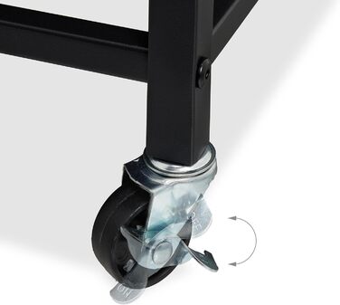 Relaxdays Wäschekorbregal, 3 Fächer, rollbar, Wäschesammler, Industrial Design, schwarz/braun