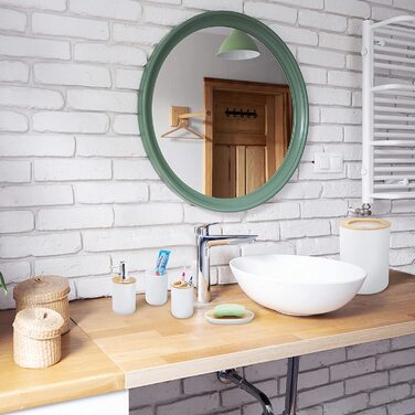 Relaxdays Badezimmer Set, 6-teilig, Badaccessoires Kunststoff, Bambus, komplette Badezimmerausstattung, Badset, grau