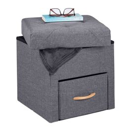 Relaxdays Grauer Sitzhocker mit Stauraum