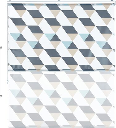 Relaxdays Duschrollo,  Dreieck Muster, Seilzug, Flexible Montage, Duschvorhang für Badewanne & Fenster, bunt (140x240 cm)