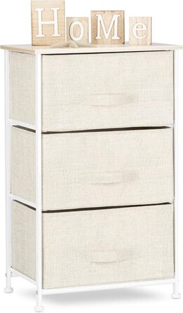 Relaxdays Regalsystem, 5 Schubladen, Metall/Holz, 77,5x83x29 cm, beige, Design A