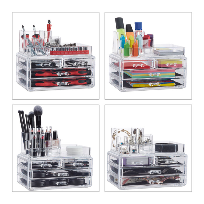 Relaxdays Make Up Organizer mit 4 Schubladen