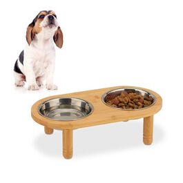 Relaxdays Futterbar Hunde mit 2 Näpfen