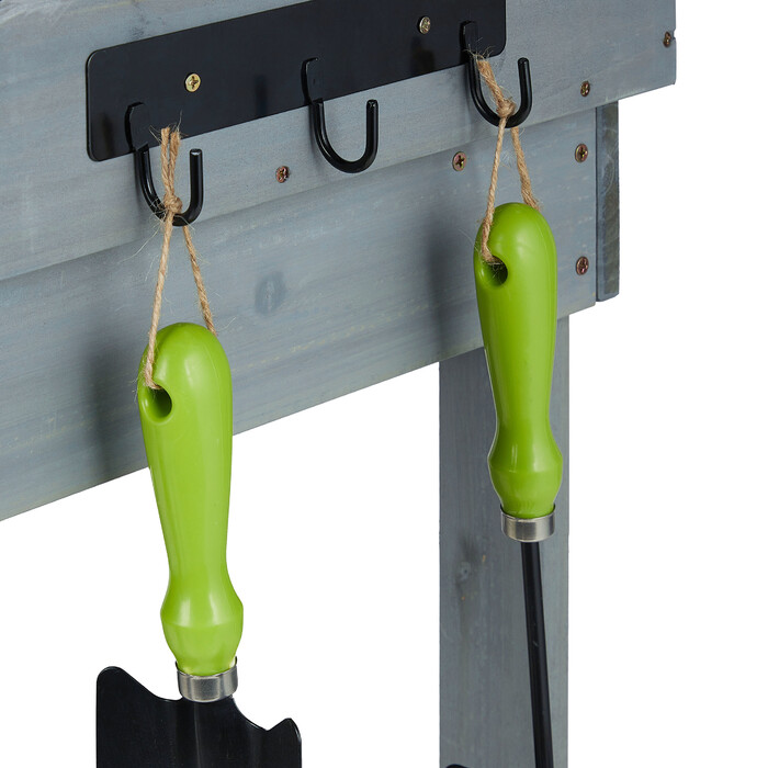 Relaxdays Grauer Pflanztisch mit Rollen