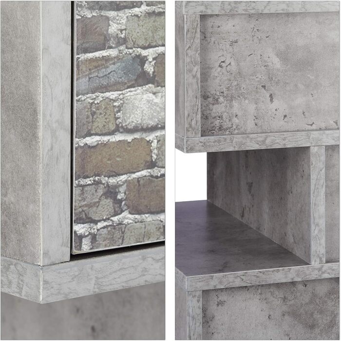 Relaxdays Vintage Kommode, 4 Schubladen, Lowboard in Betonoptik, Motiv, HBT: 68x60x40 cm, grau