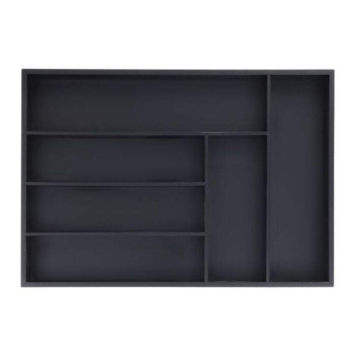 Relaxdays Schwarzer Besteckkasten 6 Fächer