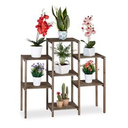 Relaxdays Braunes Blumenregal aus Holz