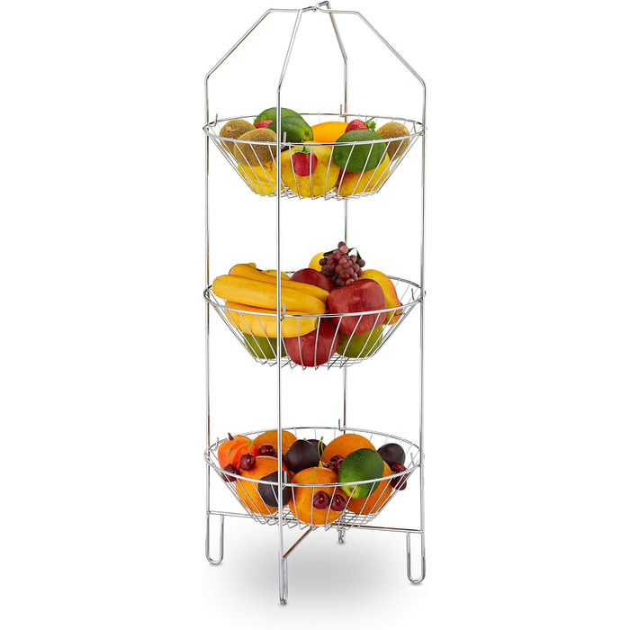 Relaxdays Obst Etagere 3-stöckig, XXL Obstkorb