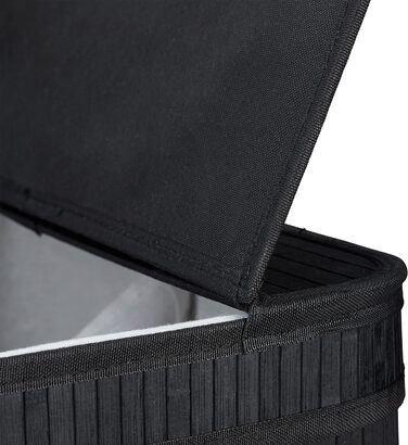 Wäschekorb Bambus, rechteckiger Wäschesortierer, 2 Fächer, faltbar, 95 l