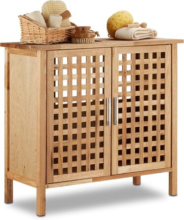 Relaxdays Waschbeckenunterschrank Walnuss 61x66x29 cm, robust, helles Holz, natur, Single