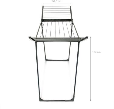 Relaxdays Standtrockner H x B x T: ca. 104 x 169 x 54,5 cm wetterfester Wäschetrockner klappbar mit Wäscheleinen und einer Trockenlänge von 13 m für Wäsche, Kleidung, Textilien etc, schwarz