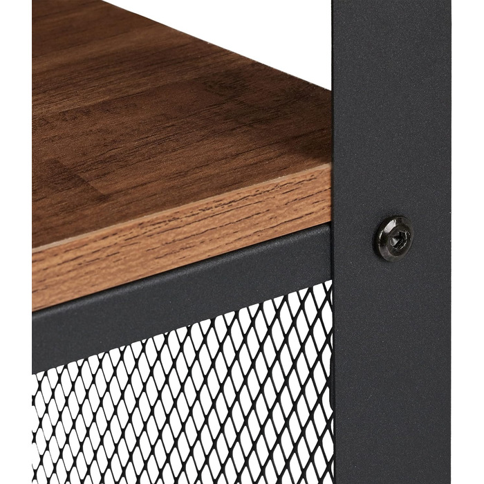 Relaxdays TV Bank, 3 Ablagen, Metall, Holzmaserung, für Wohnzimmer, Industrial, Couchtisch, HxBxT: 51x100x40 cm, braun