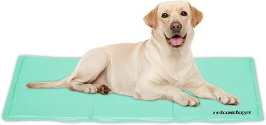Relaxdays Kühlmatte Hund, 60 x 100 cm, selbstkühlende Hundematte, Gel, abwischbar, Kühlunterlage für Haustiere, türkis türkis 60 x 100 cm