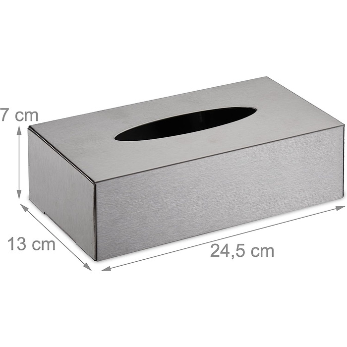 Relaxdays Kosmetiktücher Box, aus Edelstahl, Feuchttücher Behälter, nachfüllbar, zur Wandmontage, Taschentuchbox, Silber, 13 x 24,5 x 7 cm