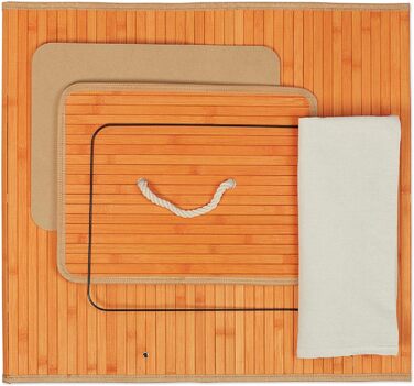 Relaxdays Wäschekorb Bambus, Deckel, rechteckig, XL, 83L, faltbarer Wäschesammler (Orange)