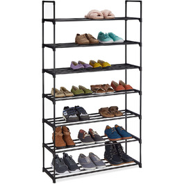 Relaxdays Schuhregal Stecksystem,  für 12 Paar Schuhe, HBT: 67 x 90,5 x 30,5 cm, Schuhständer Metall, schwarz 10036199_348 (7 Ebenen)